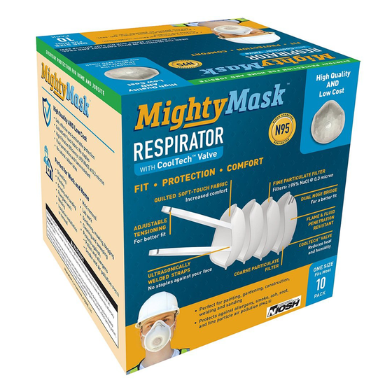 N-95 Mighty Mask w/o Valve, Box of 10 (No Silicone Seal)