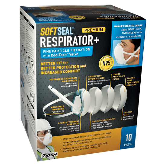 N-95 3D Mask w/Valve - 10 Pack Box (with Silicone Seal)
