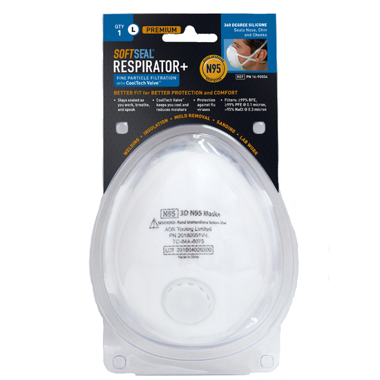 N-95 3D Mask w/Valve, Single Blister (with Silicone Seal)