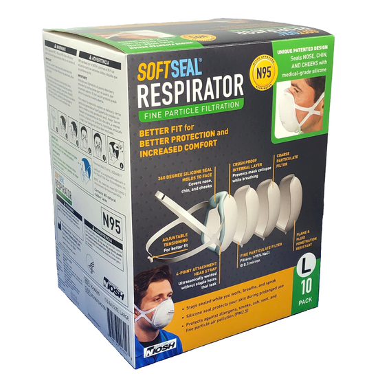 N-95 3D Mask w/o Valve - 10 Pack Box (WITH Silicone SEAL)